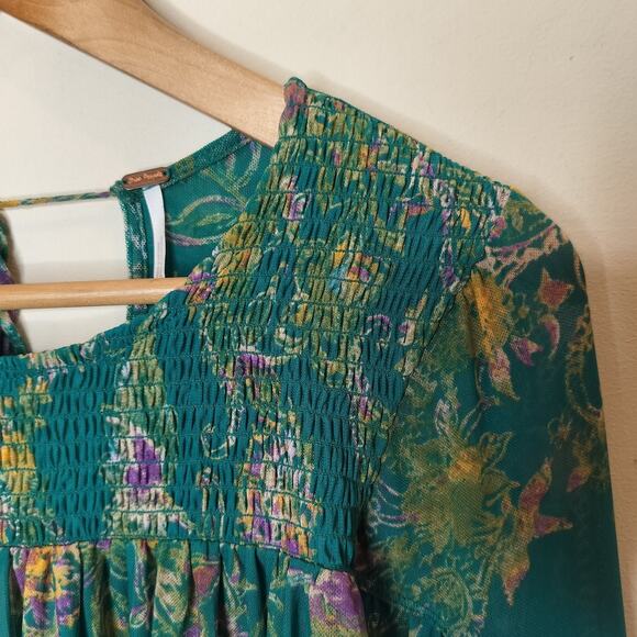 Free People Floral Up For Anything Blouse Balloon Sleeve - Picture 6 of 13